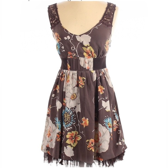 NWT FREE PEOPLE LACE STRAP FLORAL DRESS TULLE TRIM LINED |Size - Picture 3 of 10